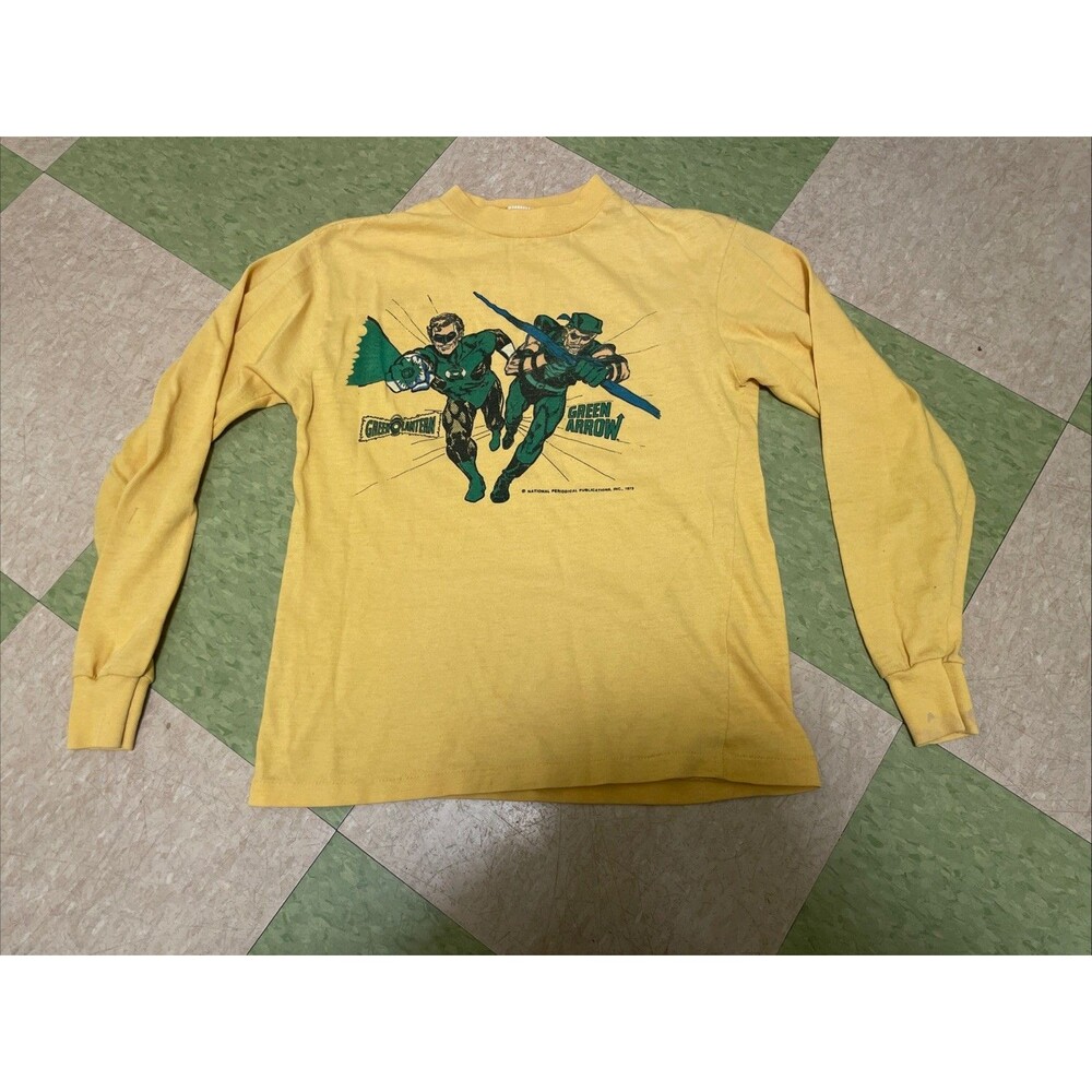 Vintage 60s 70s Green Lantern Arrow sears soft kids boys Long Sleeve Shirt XL